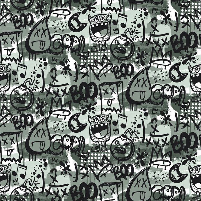 Hovedbilde French Terry Digital Graffiti – Old Green