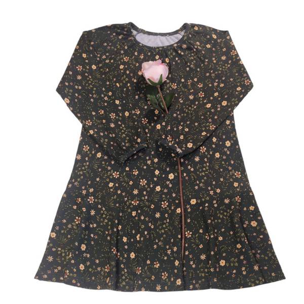 Rib Jersey Flowers - Dark Green	