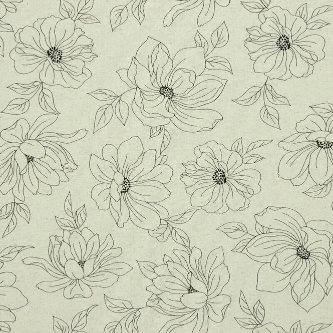 Hovedbilde Linen Jersey Flower Outline - Natural